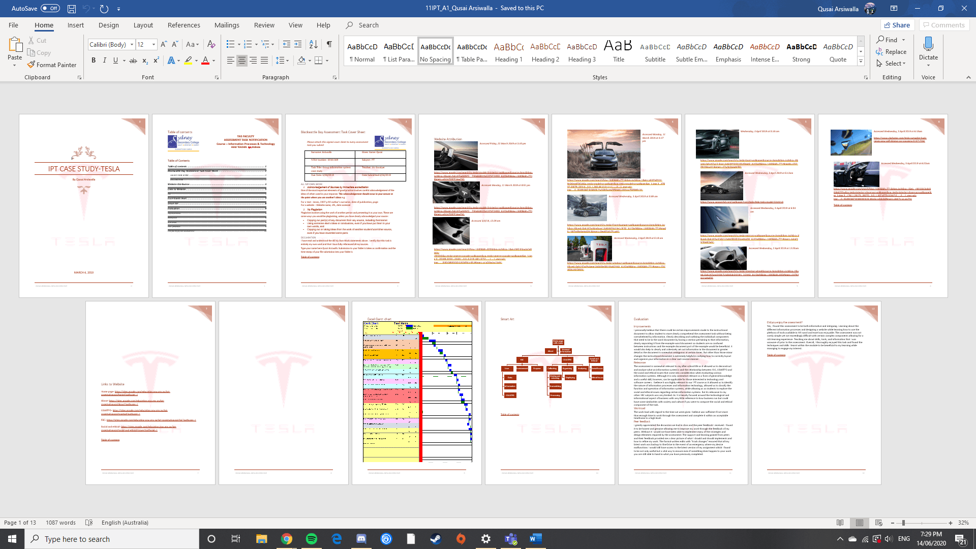 Customised microsoft word document